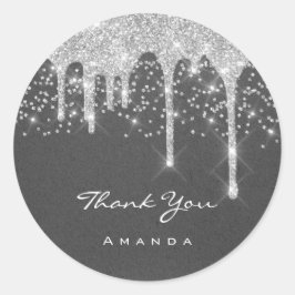 Dank je mooie 16e bruiloftsgrey Kraft-druppels Ronde Sticker