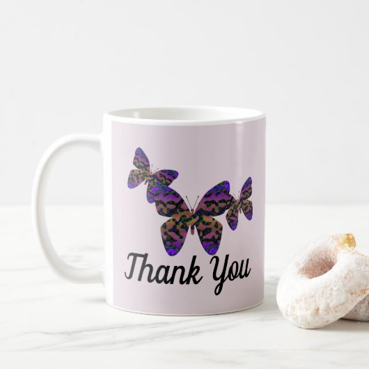 Dank je mooie Butterflies levendige waardering Koffiemok (Met donut)