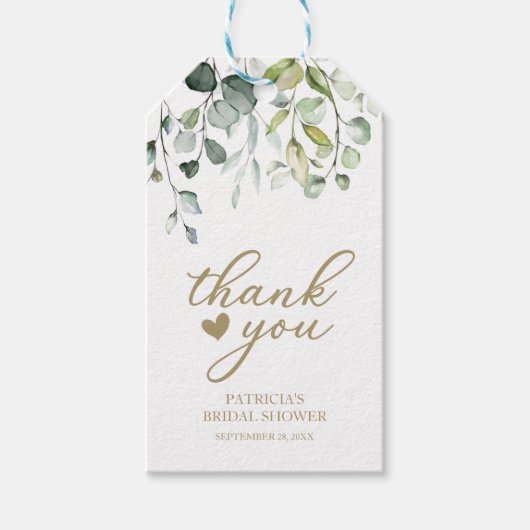 Dank je - Mooie Hartgroen Eucalyptus Cadeaubon Cadeaulabel (Voorkant)
