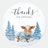 Dank je Mooie Koe Kerstmis Winter Ronde Sticker (Voorkant)