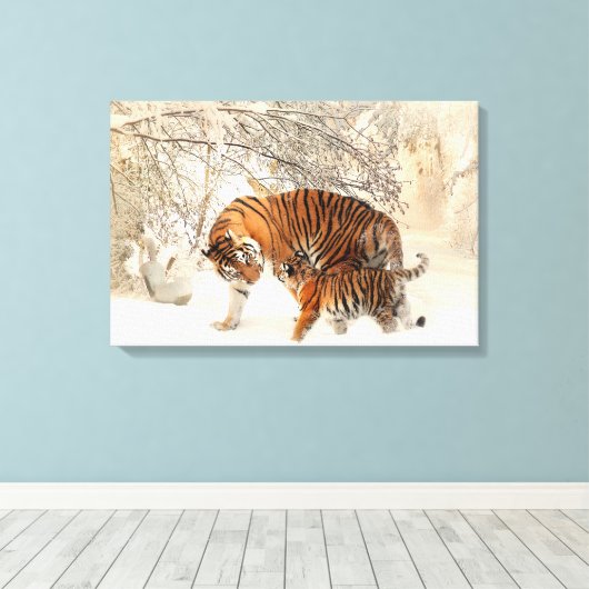 Dank je Mum Tiger en Cub Canvas Afdruk (Insitu (Houten vloer))