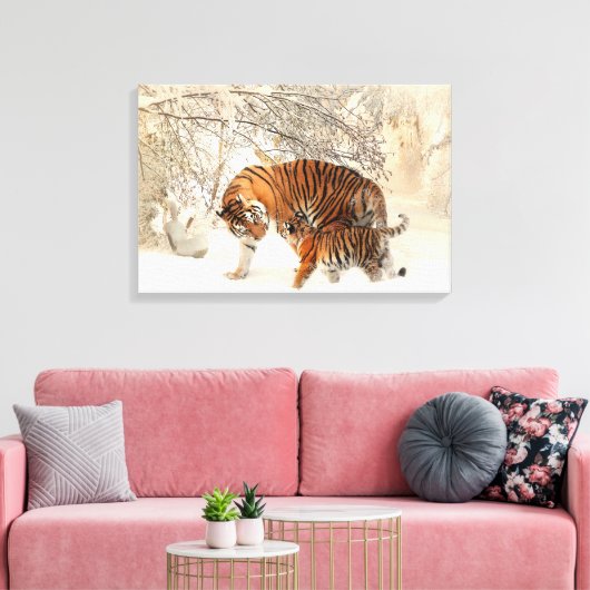 Dank je Mum Tiger en Cub Canvas Afdruk (Insitu (Woonkamer))