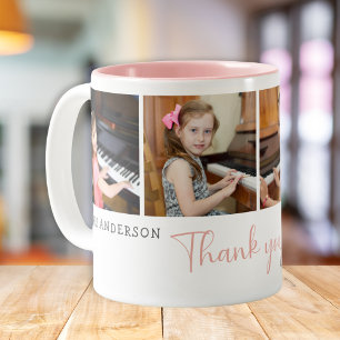 Dank je Muziekleraar 4 Foto Modern  Tweekleurige Koffiemok
