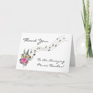 Dank je Muziekleraar, Bloemen en Muzieknoten Kaart