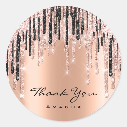 Dank Je Naam 16e Bruidsfeest Roze Goud Ronde Sticker (Voorkant)