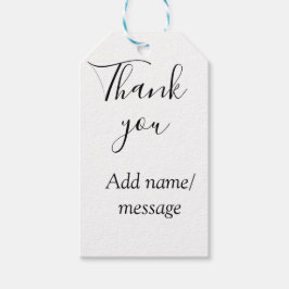 Dank je naam bericht eenvoudig stijlvol kalligrafi cadeaulabel