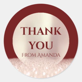 Dank je naam ClassyRose Blush Bourgondië Glitter Ronde Sticker