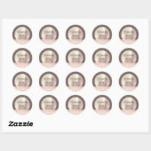 Dank je naam ClassyRose Blush Modern SkinGlitter Ronde Sticker (Vel)