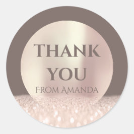 Dank je naam ClassyRose Blush Modern SkinGlitter Ronde Sticker