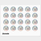 Dank je naam ClassyRose Blush Smoky Blue Glitter Ronde Sticker (Vel)
