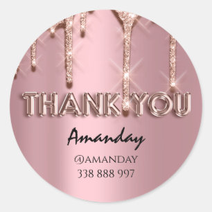 dank je Naam Drips Roze Instagra Glitter Ronde Sticker