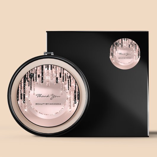 Dank Je Naam Make-up Artiest Drips Rose Glitters Ronde Sticker