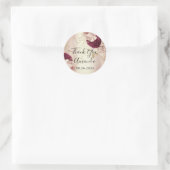 Dank je Naam  Roze Goud  Bloemen Marsala Ronde Sticker (Tas)