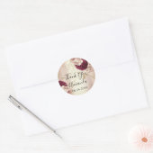 Dank je Naam  Roze Goud  Bloemen Marsala Ronde Sticker (Envelop)
