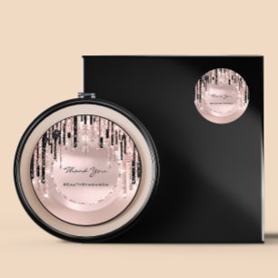 Dank Je Naam  Visagist  Drips Rose Glitter Ronde Sticker