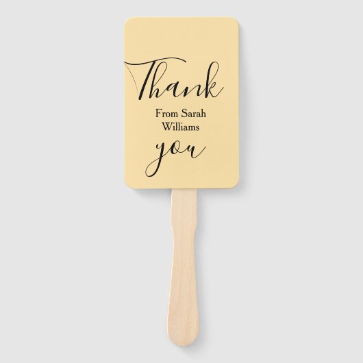 Dank je namens bruiloft geel Pastel boho Handwaaier (Voorkant)
