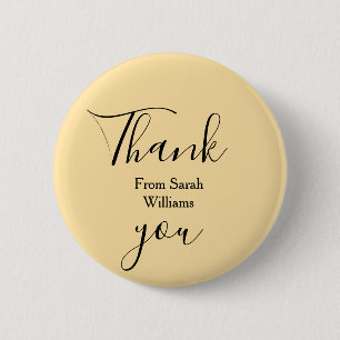 Dank je namens bruiloft geel Pastel boho Ronde Button 5,7 Cm
