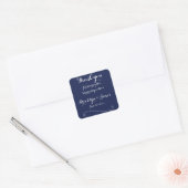 Dank je Navy Blue Elegante Trouwstickers Vierkante Sticker (Envelop)