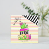 "Dank je" Neon Cactus Uitnodiging (Staand voorkant)