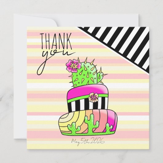 "Dank je" Neon Cactus Uitnodiging (Voorkant)