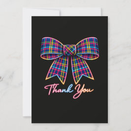 Dank je Neon Tartan Boog Schotse Helder Patroon Kaart