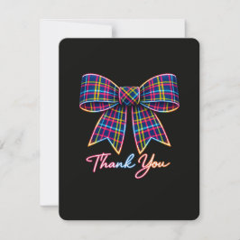 Dank je Neon Tartan Boog Schotse Helder Patroon RSVP Kaartje