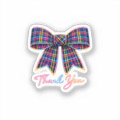 Dank je Neon Tartan Boog Schotse Helder Patroon Sticker (Voorkant)
