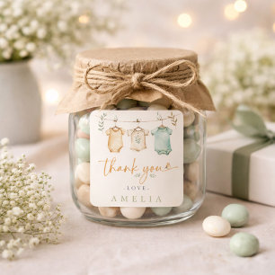 Dank Je Neutrale Baby Waskleine Baby Shower Vierkante Sticker