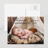 Dank je nieuwe baby foto aankondiging briefkaart B (Voorkant / Achterkant)