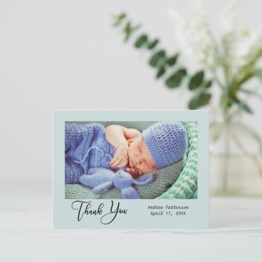 Dank je | Nieuwe babyfoto Briefkaart (Staand voorkant)