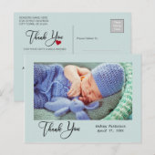 Dank je | Nieuwe babyfoto Briefkaart (Voorkant / Achterkant)