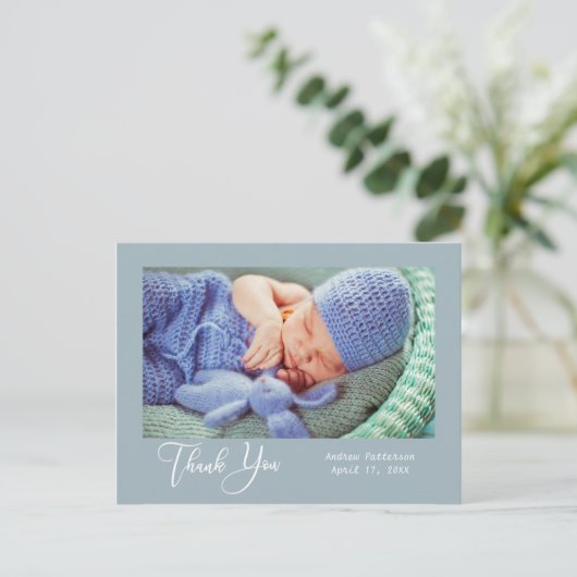 Dank je | Nieuwe babyfoto Briefkaart (Staand voorkant)