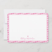 DANK JE NOTA VAN schattig gingham patroon  roze Bedankkaart (Voorkant)
