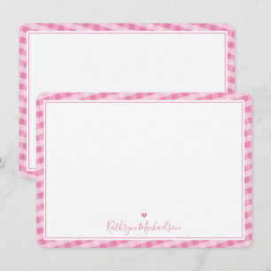 DANK JE NOTA VAN schattig gingham patroon  roze Bedankkaart