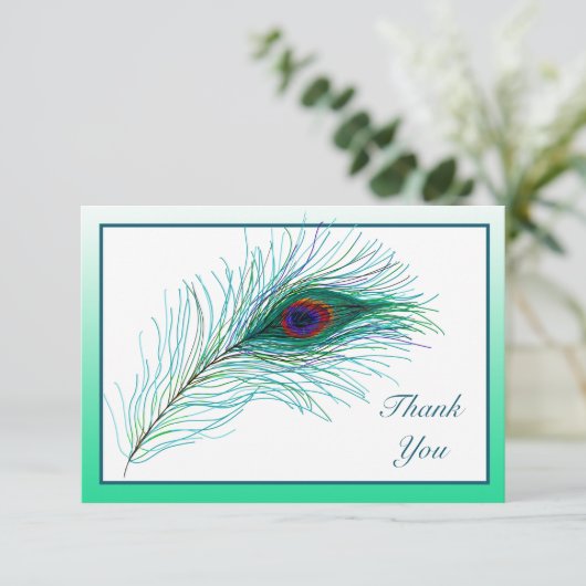 Dank je, notities, Peacock Feathers Bedankkaart (Staand voorkant)