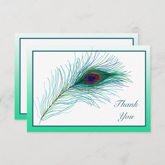 Dank je, notities, Peacock Feathers Bedankkaart (Voorkant / Achterkant)