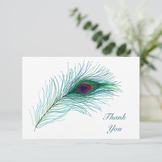 Dank je, notities, Peacock Feathers Bedankkaart (Staand voorkant)