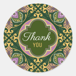 Dank je Olive en lavendel Azulejos Ronde Sticker