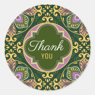 Dank je Olive en lavendel Azulejos Ronde Sticker