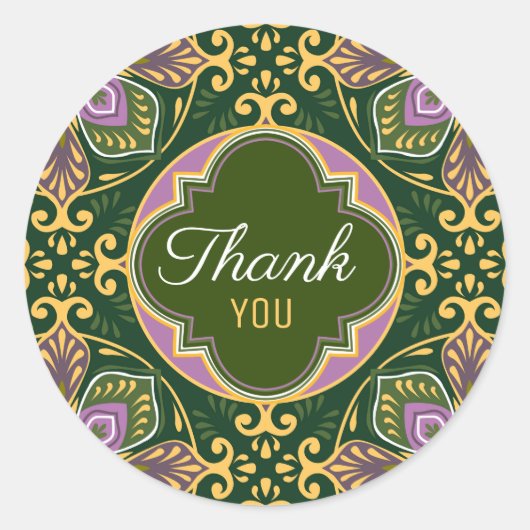 Dank je Olive en lavendel Azulejos Ronde Sticker (Voorkant)