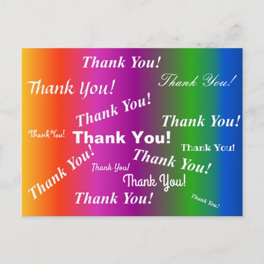 Dank je! op regenbooggradiënt briefkaart (Voorkant)