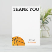 Dank je oranje basketbal sport kinderen bedankkaart (Staand voorkant)