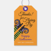 Dank je | Oranje Spooky Peeking Witch Halloween Cadeaulabel (Voorkant)