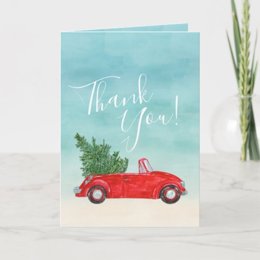 Dank je #Oude Rode Auto #Florida #Tropisch Feestdagen Kaart (Voorkant)
