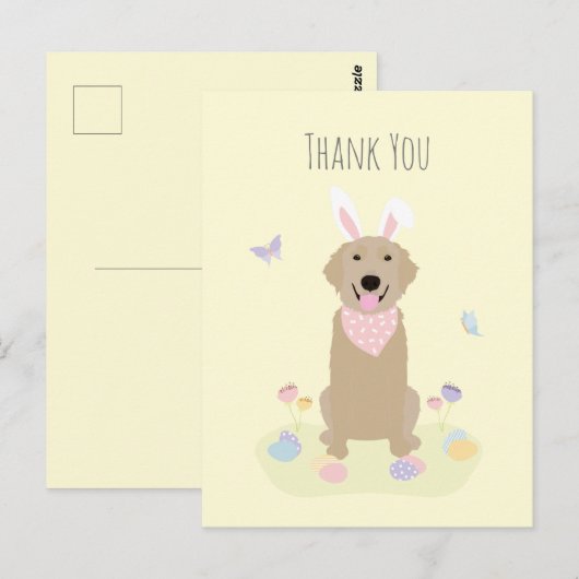 Dank je Paashaas Golden Retriever Briefkaart (Voorkant / Achterkant)