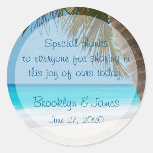 Dank je palmbomen op de Stickers van het strand