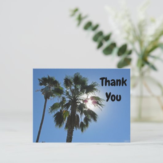 Dank Je Palmboom Tropische Zonneuitbarsting Waarde Briefkaart (Staand voorkant)