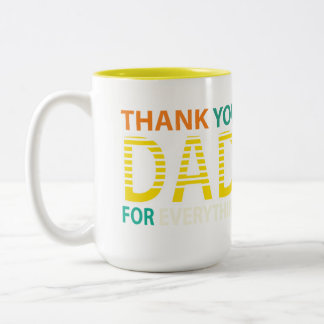 Dank je papa voor alles moderne gestreepte typogra tweekleurige koffiemok