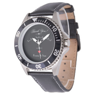 'Dank Je Papa' witte letters rode hart zwarte wijz Horloge