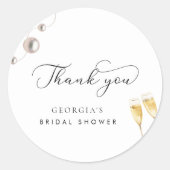 Dank je Parels en Prosecco Bruidsmeisjesfeest Ronde Sticker (Voorkant)
